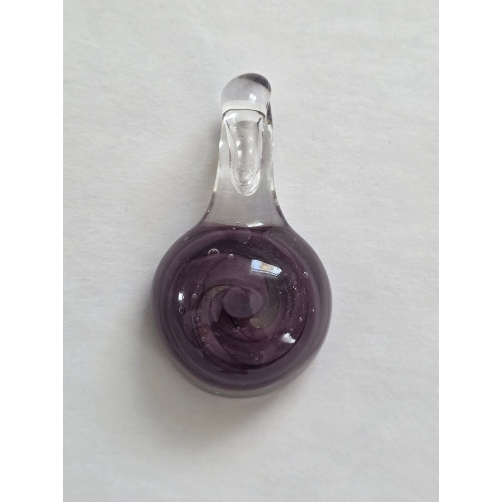 Murano Purple & Clear Swirl Glass Pendant Necklace Charm 1.5 Inches